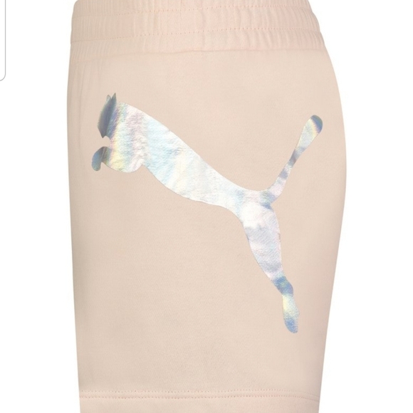 Puma Light Pink French Terry Logo Shorts, Medium - Picture 3 of 3